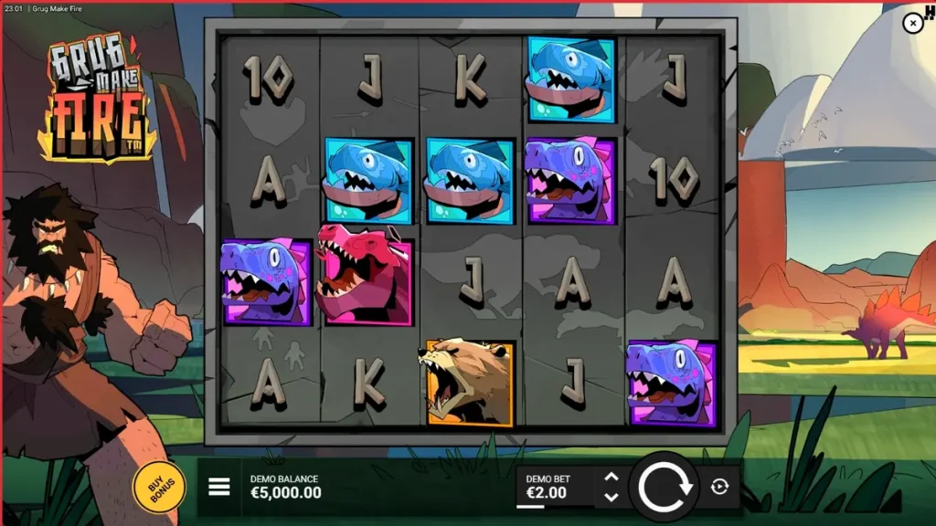 Grug Make Fire slot com tema pré-histórico e wilds flamejantes
