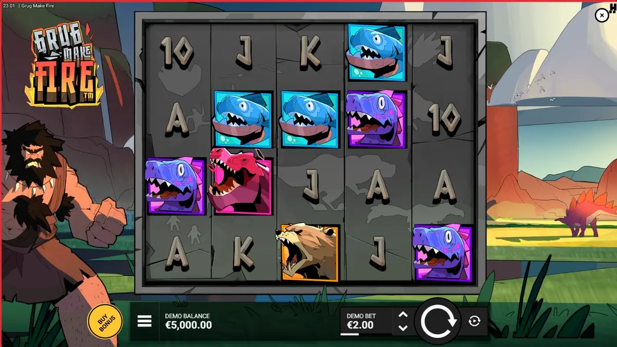 Grug Make Fire slot com tema pré-histórico e wilds flamejantes