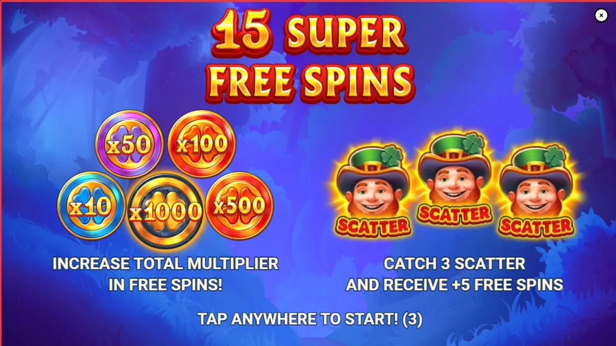 Leprechaun animado em um cenário de floresta irlandesa vibrante para o slot Lucky Penny Power Scatter