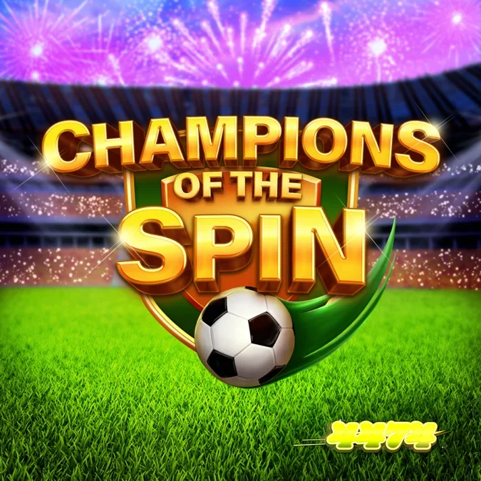Interface do jogo Champions of the Spin com tema de estádio de futebol